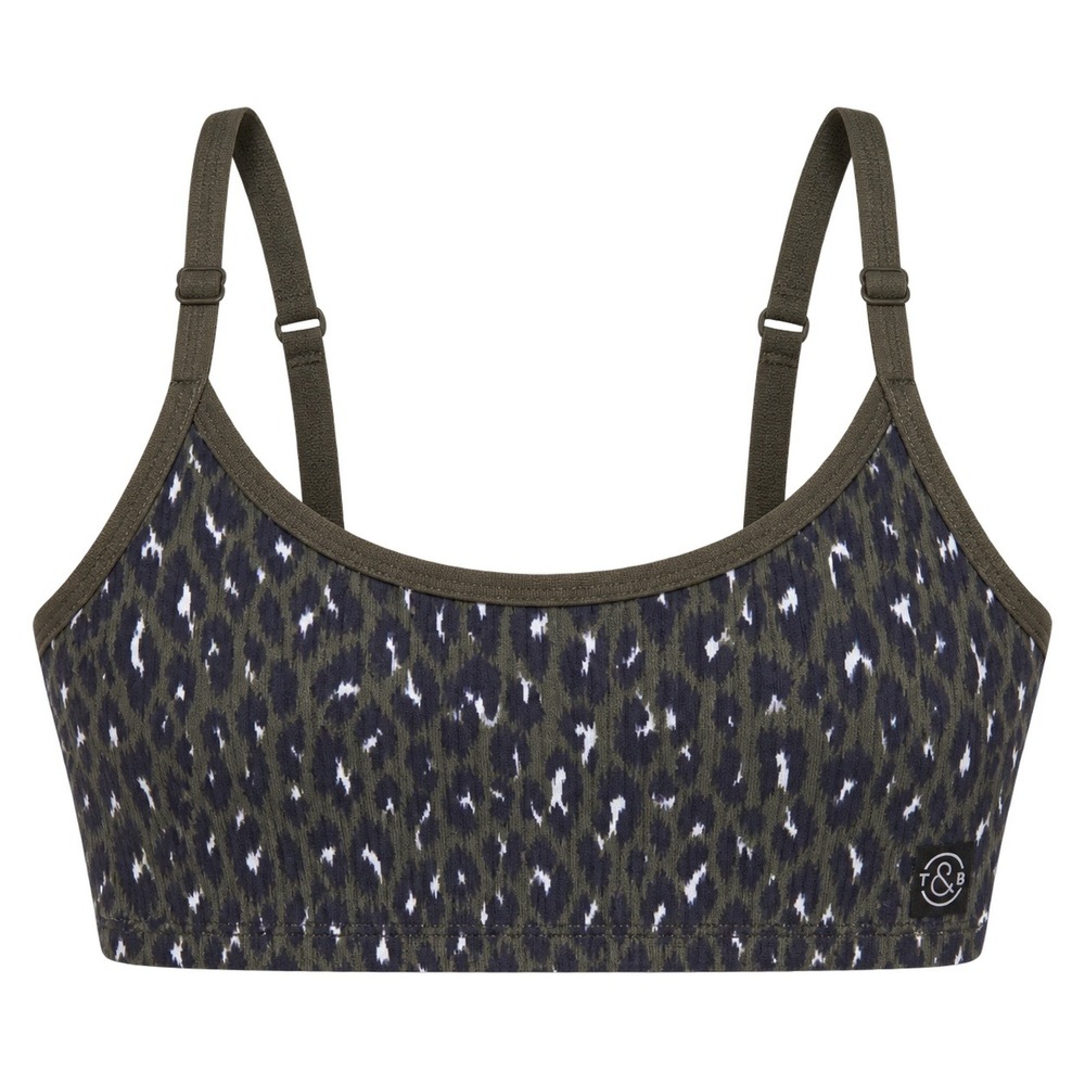 Tucker Tate Girls Sports Bra S 7 8 Olive Navy Leopard Adjustable Straps
